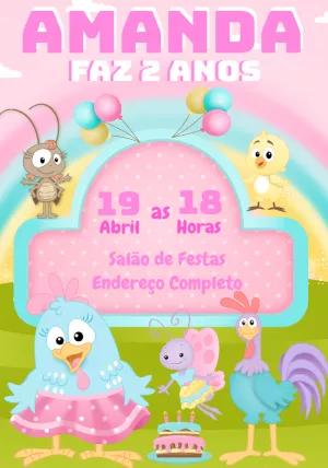 Convite Aniversário Galinha Pintadinha Candy Colors para Editar