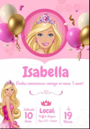 Convite de Aniversário Barbie Princesa para Editar Online