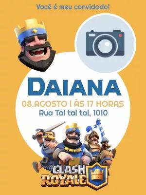Convite Aniversário Clash Royale com Foto para Editar Online