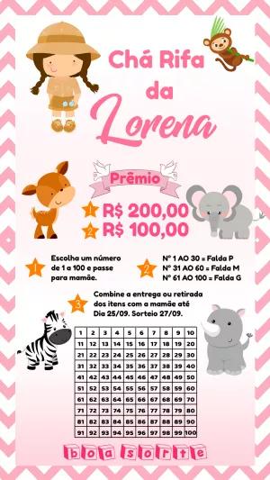 Chá Rifa Safari Menina com Animais para Editar Online