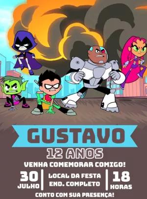 Convite de Aniversário Os Jovens Titãs para Editar Online
