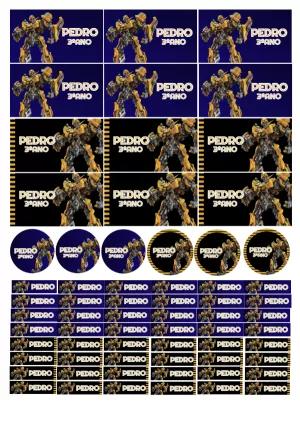 Etiquetas Escolares Transformers com Bumblebee para Editar Online
