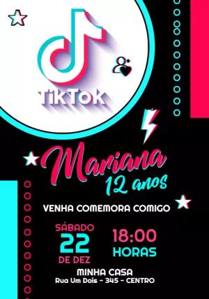 Convite de Aniversário TikTok para Editar Online Facilmente