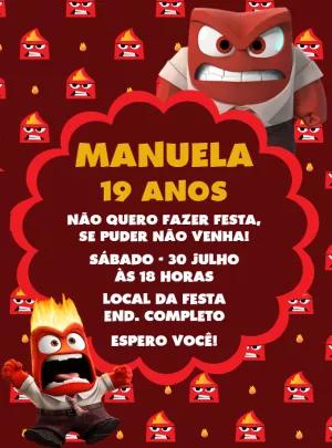 Convite Aniversário Divertidamente Raiva para Editar Online