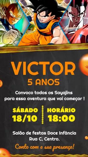 Convite de Aniversário Dragon Ball Z com Goku para Editar Online