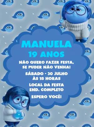 Convite Aniversário Divertidamente Tristeza para Editar Online