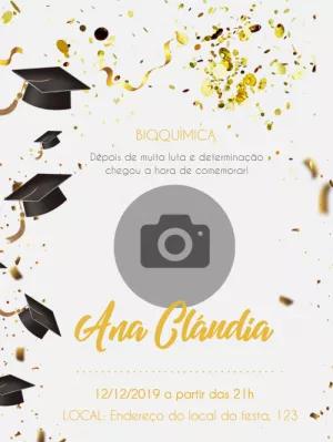 Convite de Formatura Bioquímica com Foto para Editar Online
