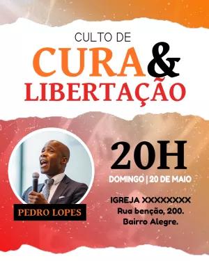 Convite para Culto de Cura e Libertação com foto para Editar