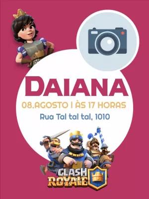 Convite Aniversário Clash Royale com Foto para Editar