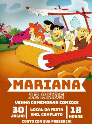 Convite de Aniversário Os Flintstones Editável Online