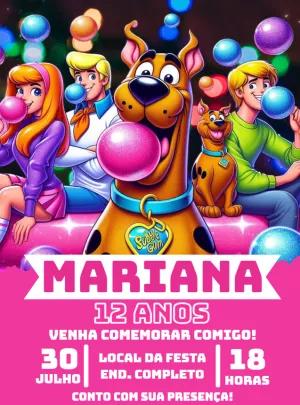 Convite Aniversário Scooby Doo para Editar Online