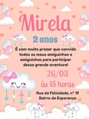 Convite de Aniversário Chuva de Amor para Editar Online