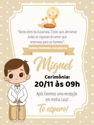 Convite Primeira Eucaristia Menino para Editar Online