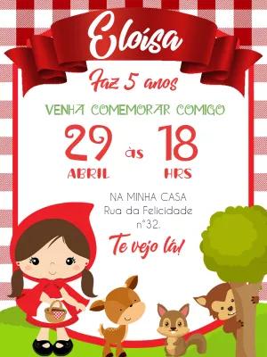 Convite Aniversário Chapéuzinho Vermelho para Editar Online