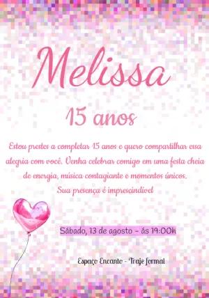 Convite de 15 Anos Glitter Rosa para Editar Online