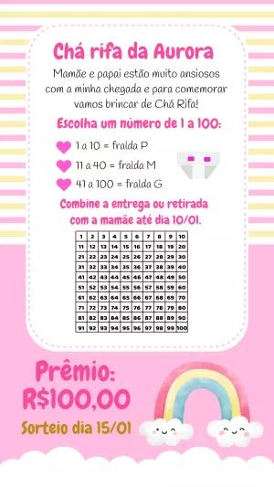 Chá Rifa de Bebê Arco-íris Menina para Editar Online