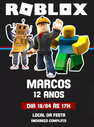 Convite Aniversário Roblox com Personagens para Editar Online