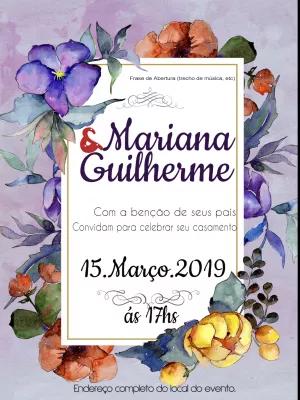 Convite de Casamento Floral Aquarela para Editar Online