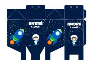 Caixa Milk Astronauta para Festa Infantil Editável Online