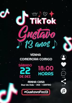 Convite de Aniversário TikTok para Editar Online