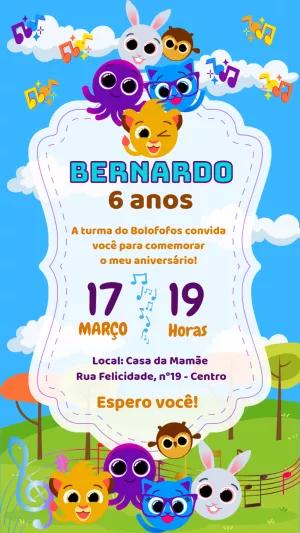 Convite de Aniversário Bolofofos para Editar Online