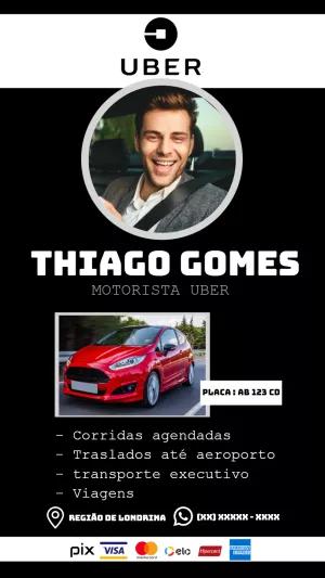 Cartão de Visita Uber com Foto para Editar Online