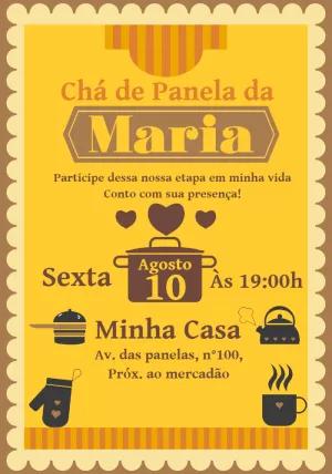 Convite Chá de Panela com Utensílios para Editar Online