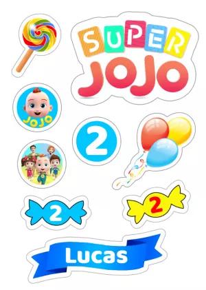 Kit Topo de Bolo Super Jojo para Editar e Imprimir
