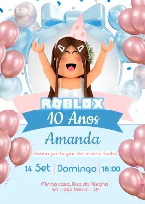 Convite de Aniversário Roblox Menina para Editar Online