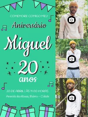 Convite de Aniversário Masculino com Fotos para Editar Online