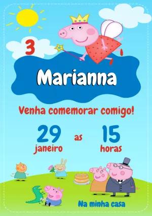 Convite de Aniversário Peppa Pig para Editar e Imprimir