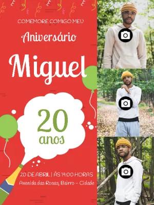 Convite de Aniversário com Fotos para Editar Online