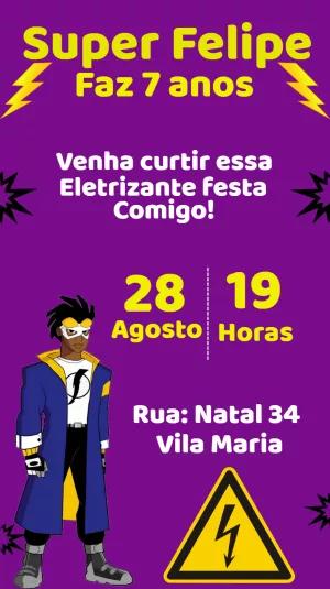 Convite de Aniversário Super Choque para Editar Online