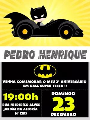Convite de Aniversário Batman para Editar Online Grátis