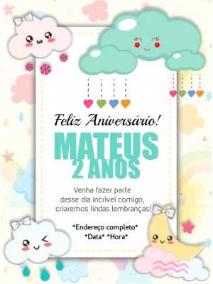 Convite de Aniversário Chuva de Amor para Editar Online