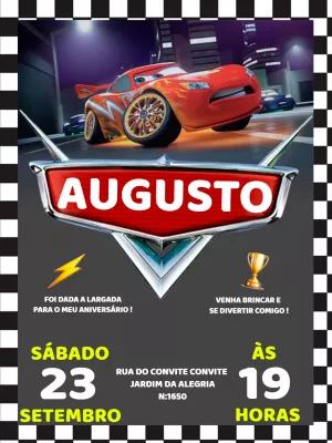 Convite de Aniversário Carros com Relâmpago McQueen para Editar