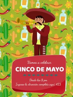 Invitación de Cinco de Mayo con Mariachi para Editar Online