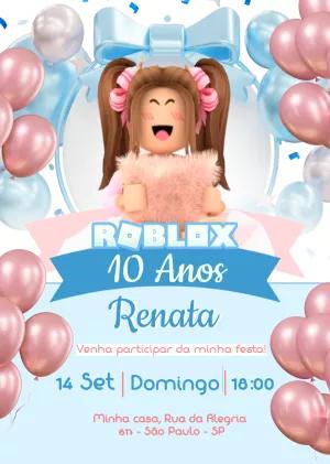 Convite de Aniversário Roblox Menina para Editar Online