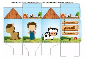 Caixa Milk Fazendinha Editável para Aniversário Infantil