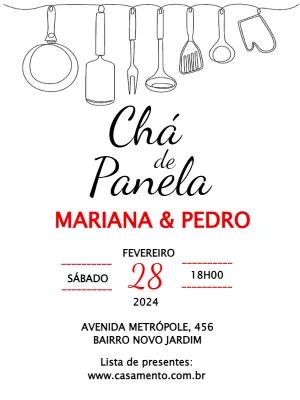 Convite Chá de Panela com Utensílios para Editar Online