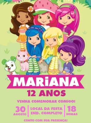 Convite Aniversário Moranguinho para Editar Online