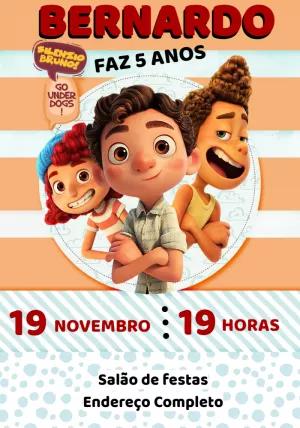 Convite de Aniversário Luca com Personagens para Editar Online