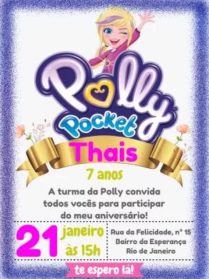 Convite de Aniversário Polly Pocket para Editar e Imprimir