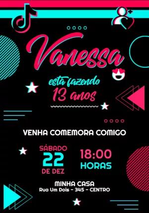 Convite de Aniversário TikTok para Editar Online