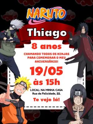 Convite de Aniversário Naruto com Personagens para Editar Online