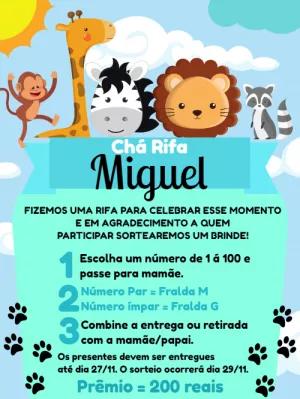Convite Chá Rifa Safari com Animais para Editar Online