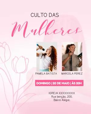 Convite para Culto de Mulheres com Foto Editável Online