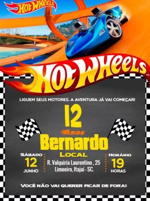 Convite de Aniversário Hot Wheels para Editar Online e Imprimir