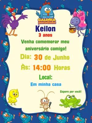 Convite Aniversário Galinha Pintadinha para Editar Online