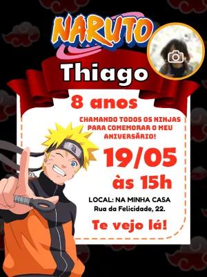 Convite de Aniversário Naruto com Foto para Editar Online